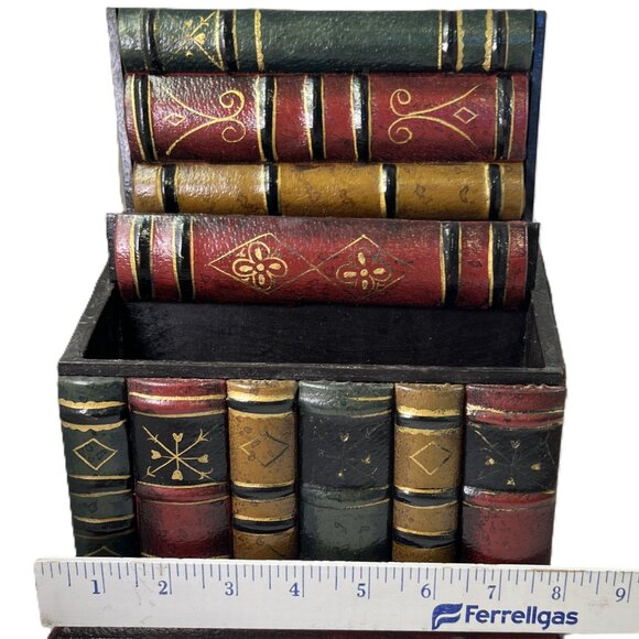 VTG Gilded Wooden Book Desktop Organizer Bills Letters Etc - Picture 8 of 9